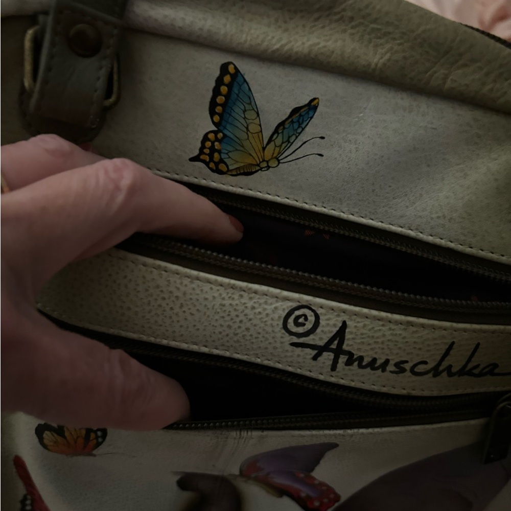 Anuschka Artistic Elephant and Butterfly Crossbody Bag - Picture 8 of 16
